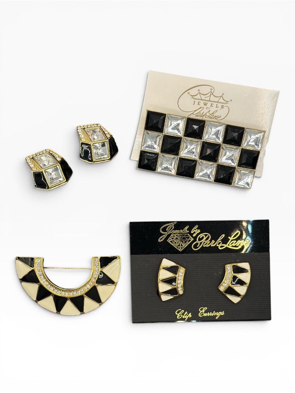 Park Lane Black, White & Gold Geometric Clip-On Jewelry Set